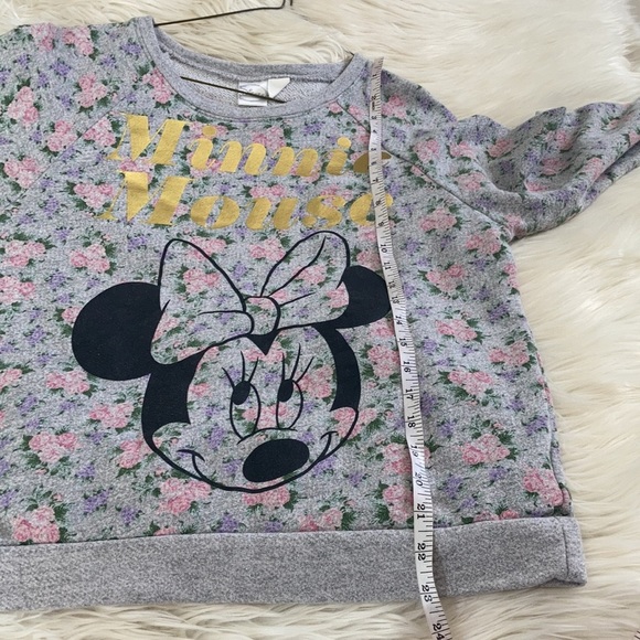 Forever 21 Disney Minnie Mouse gold grey floral pullover crew neck sweatshirt S - Picture 14 of 16